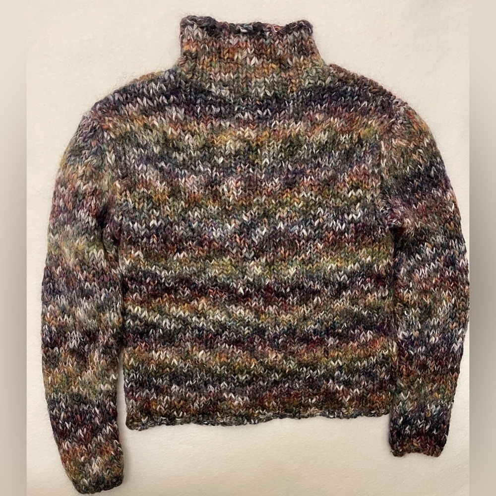 Tangents Turtleneck Wool Blend Thick Knit Multicolor Sweater | M